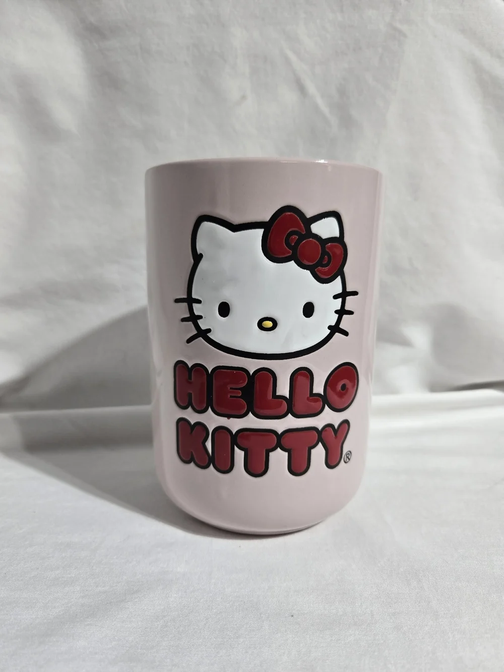 Hello Kitty Jumbo Pink Ceramic Kitchen Utensil Crock Cookie Jar-NO LID